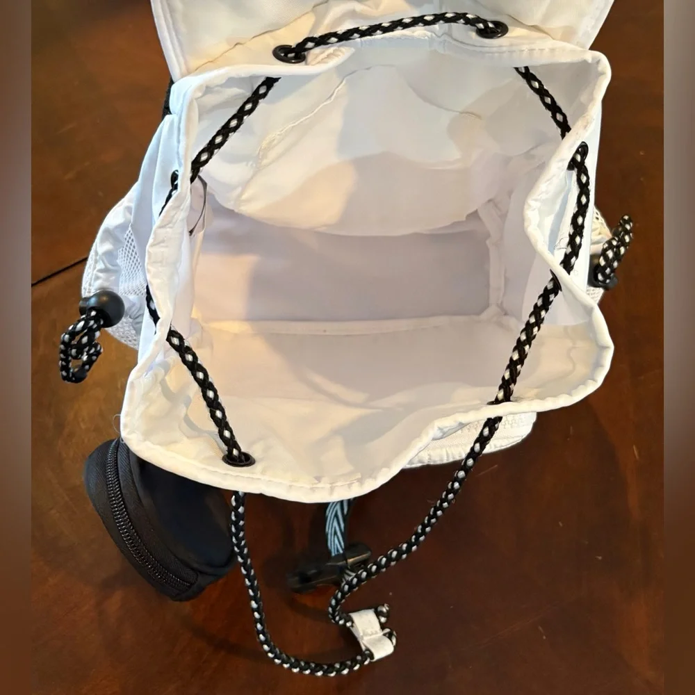 NWT, Claire’s, White Quilted Backpack with Black Chevron Strap